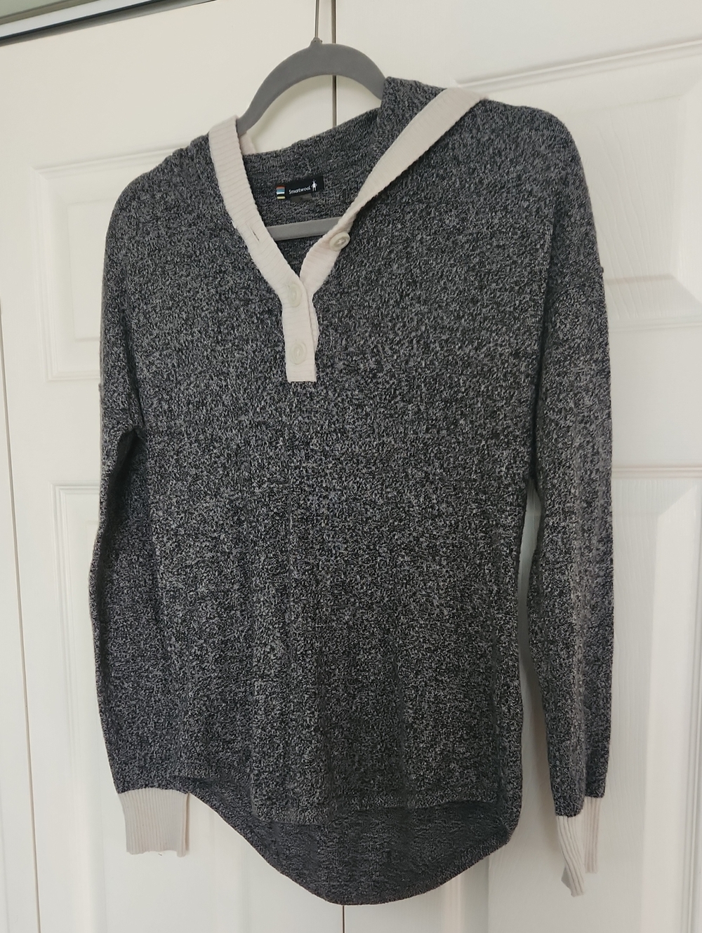 Smartwool Charcoal and Cream Henley Hoodie Sweater
